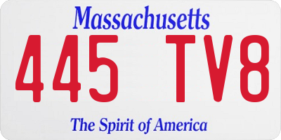 MA license plate 445TV8