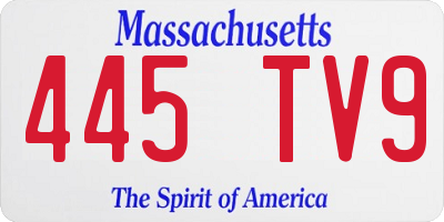 MA license plate 445TV9