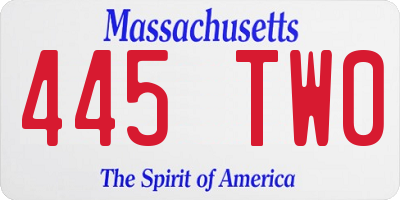 MA license plate 445TW0