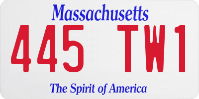 MA license plate 445TW1