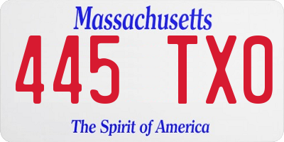 MA license plate 445TX0