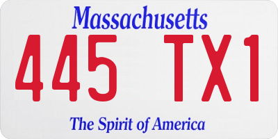 MA license plate 445TX1