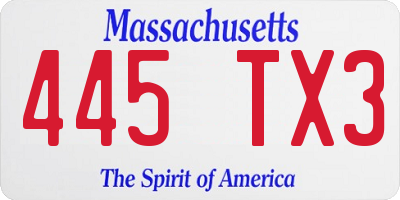 MA license plate 445TX3
