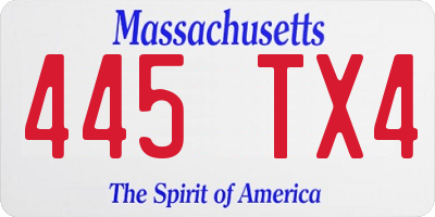 MA license plate 445TX4