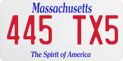 MA license plate 445TX5