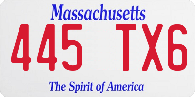 MA license plate 445TX6
