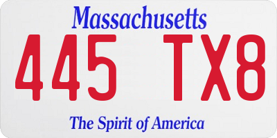 MA license plate 445TX8