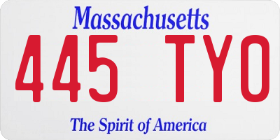 MA license plate 445TY0