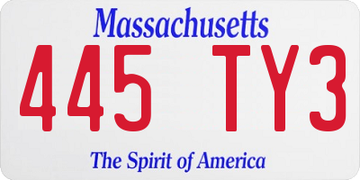 MA license plate 445TY3