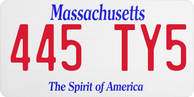 MA license plate 445TY5
