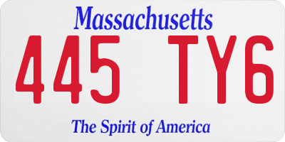 MA license plate 445TY6