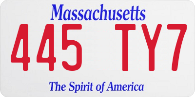 MA license plate 445TY7