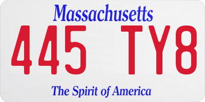MA license plate 445TY8
