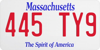 MA license plate 445TY9