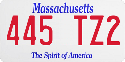 MA license plate 445TZ2