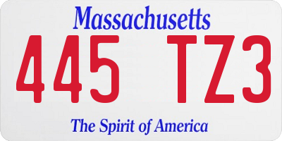 MA license plate 445TZ3