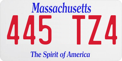 MA license plate 445TZ4