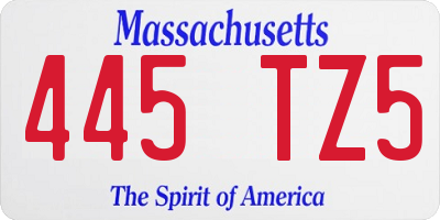 MA license plate 445TZ5