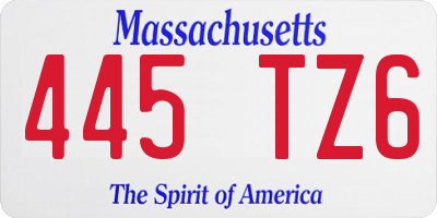 MA license plate 445TZ6