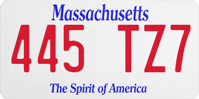 MA license plate 445TZ7
