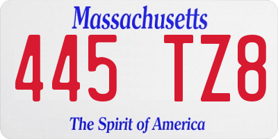 MA license plate 445TZ8