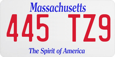 MA license plate 445TZ9
