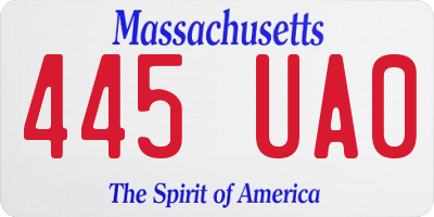 MA license plate 445UA0