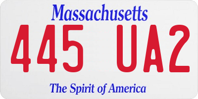 MA license plate 445UA2