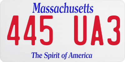MA license plate 445UA3