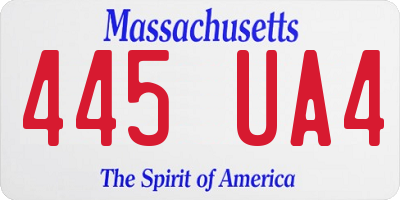 MA license plate 445UA4