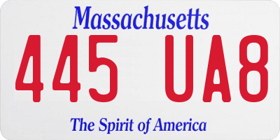 MA license plate 445UA8