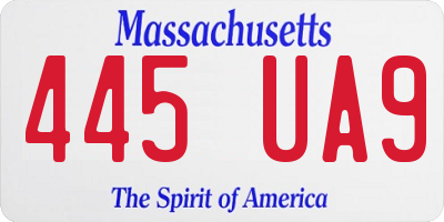 MA license plate 445UA9