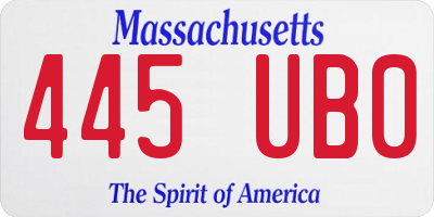 MA license plate 445UB0