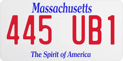 MA license plate 445UB1