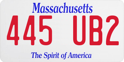 MA license plate 445UB2