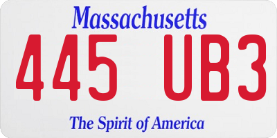 MA license plate 445UB3