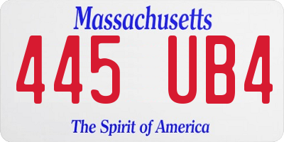 MA license plate 445UB4