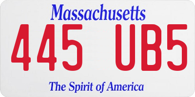 MA license plate 445UB5