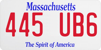 MA license plate 445UB6