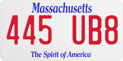 MA license plate 445UB8