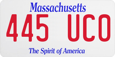 MA license plate 445UC0