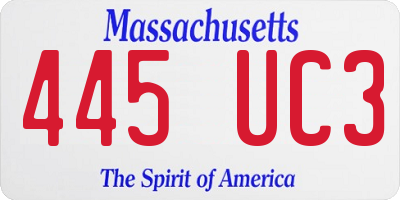 MA license plate 445UC3