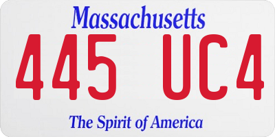 MA license plate 445UC4
