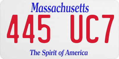 MA license plate 445UC7