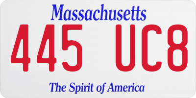 MA license plate 445UC8