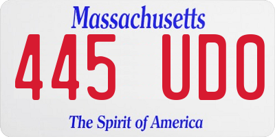MA license plate 445UD0