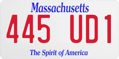 MA license plate 445UD1