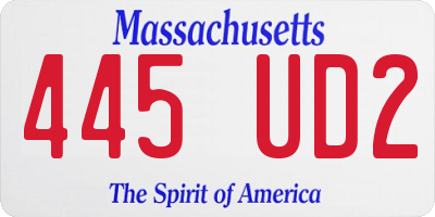 MA license plate 445UD2