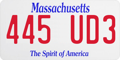 MA license plate 445UD3