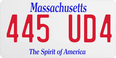 MA license plate 445UD4